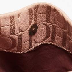 Pre Owned CH Carolina Herrera Rose Gold Monogram Embossed Leather Shoulder Bag