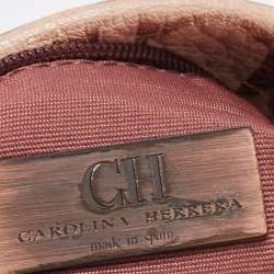 Pre Owned CH Carolina Herrera Rose Gold Monogram Embossed Leather Shoulder Bag