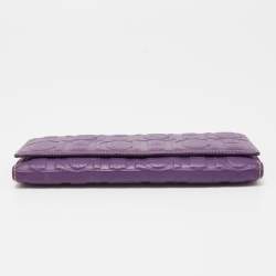 Pre Owned CH Carolina Herrera Purple Monogram Embossed Leather Flap Continental Wallet