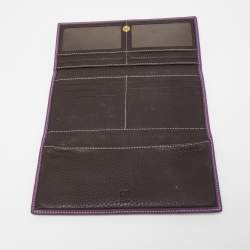 Pre Owned CH Carolina Herrera Purple Monogram Embossed Leather Flap Continental Wallet