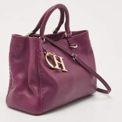 Pre Owned CH Carolina Herrera Purple Leather Tote