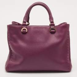 Pre Owned CH Carolina Herrera Purple Leather Tote