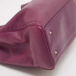 Pre Owned CH Carolina Herrera Purple Leather Tote