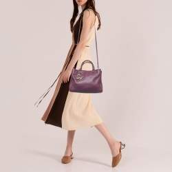 Pre Owned CH Carolina Herrera Purple Leather Tote