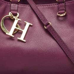 Pre Owned CH Carolina Herrera Purple Leather Tote