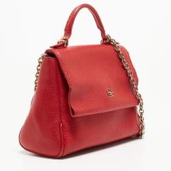 مملوكة مسبقًا CH Carolina Herrera Red Leather Small Minuetto Top Handle Bag