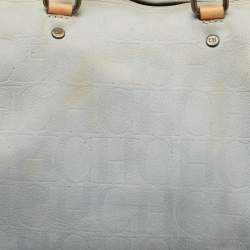 Pre Owned CH Carolina Herrera Light Blue Monogram Nubuck Large Andy Boston Bag