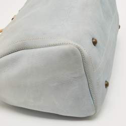 Pre Owned CH Carolina Herrera Light Blue Monogram Nubuck Large Andy Boston Bag