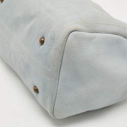 Pre Owned CH Carolina Herrera Light Blue Monogram Nubuck Large Andy Boston Bag