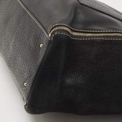 Pre Owned CH Carolina Herrera Black Leather Side Zip Shopper Tote