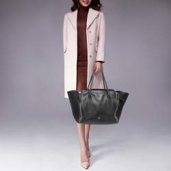 Pre Owned CH Carolina Herrera Black Leather Side Zip Shopper Tote