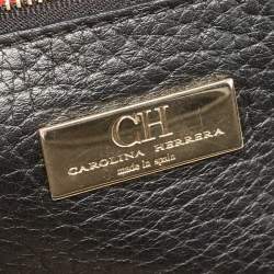 Pre Owned CH Carolina Herrera Black Leather Side Zip Shopper Tote