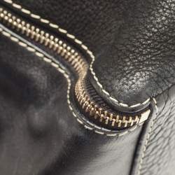 Pre Owned CH Carolina Herrera Black Leather Side Zip Shopper Tote