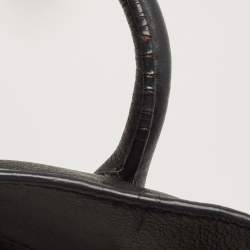 Pre Owned CH Carolina Herrera Black Leather Side Zip Shopper Tote