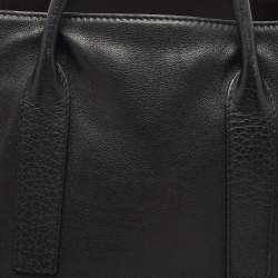 Pre Owned CH Carolina Herrera Black Leather Side Zip Shopper Tote