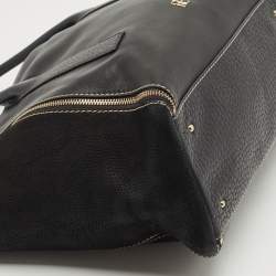 Pre Owned CH Carolina Herrera Black Leather Side Zip Shopper Tote