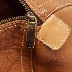 Pre Owned CH Carolina Herrera Brown Monogram Leather Large Andy Boston Bag