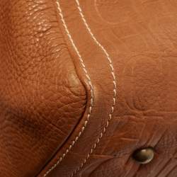 Pre Owned CH Carolina Herrera Brown Monogram Leather Large Andy Boston Bag