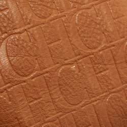 Pre Owned CH Carolina Herrera Brown Monogram Leather Large Andy Boston Bag