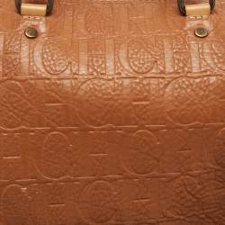 Pre Owned CH Carolina Herrera Brown Monogram Leather Large Andy Boston Bag