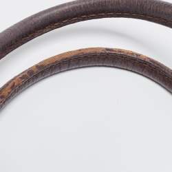 Pre Owned Carolina Herrera Brown Leather Minuetto Flap Top Handle Bag