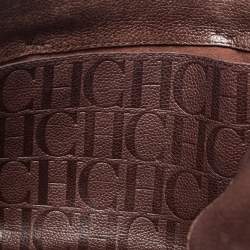 Pre Owned Carolina Herrera Brown Leather Minuetto Flap Top Handle Bag