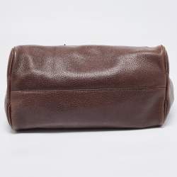 Pre Owned Carolina Herrera Brown Leather Minuetto Flap Top Handle Bag