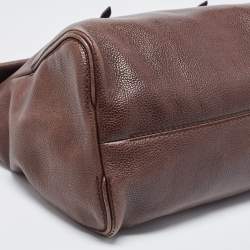 Pre Owned Carolina Herrera Brown Leather Minuetto Flap Top Handle Bag