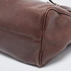 Pre Owned Carolina Herrera Brown Leather Minuetto Flap Top Handle Bag