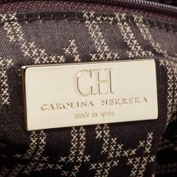 Pre Owned CH Carolina Herrera Brown Grained Leather Matteo Tote