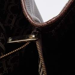 Pre Owned CH Carolina Herrera Brown Grained Leather Matteo Tote