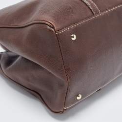 Pre Owned CH Carolina Herrera Brown Grained Leather Matteo Tote
