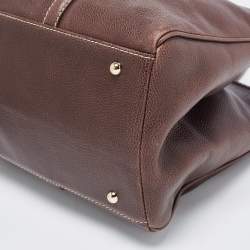 Pre Owned CH Carolina Herrera Brown Grained Leather Matteo Tote