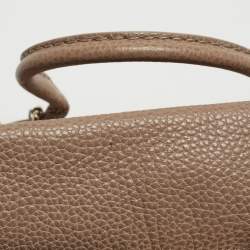 Pre Owned CH Carolina Herrera Beige Leather Minuetto Flap Top Handle Bag