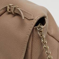 Pre Owned CH Carolina Herrera Beige Leather Minuetto Flap Top Handle Bag