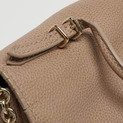 Pre Owned CH Carolina Herrera Beige Leather Minuetto Flap Top Handle Bag