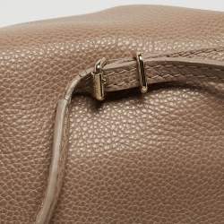 Pre Owned CH Carolina Herrera Beige Leather Minuetto Flap Top Handle Bag