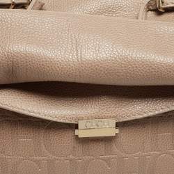 Pre Owned CH Carolina Herrera Beige Leather Minuetto Flap Top Handle Bag