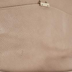 Pre Owned CH Carolina Herrera Beige Leather Minuetto Flap Top Handle Bag