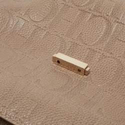 Pre Owned CH Carolina Herrera Beige Leather Minuetto Flap Top Handle Bag