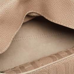 Pre Owned CH Carolina Herrera Beige Leather Minuetto Flap Top Handle Bag