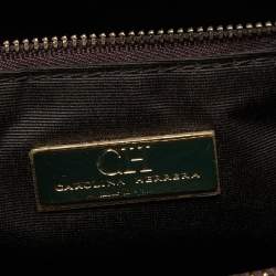 CH Carolina Herrera Green Quilted Embossed Leather Chain Tote