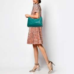 CH Carolina Herrera Green Quilted Embossed Leather Chain Tote