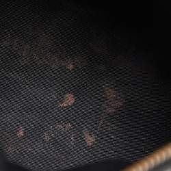 CH Carolina Herrera Black/Tan Monogram Embossed Leather Mini Andy Boston Bag