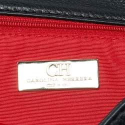 مملوكة مسبقًا CH Carolina Herrera Black Monogram Embossed Leather Audrey Bow Flap Shoulder Bag