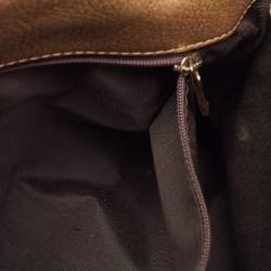 Pre Owned CH Carolina Herrera Bronze Monogram Embossed Leather Audrey Shoulder Bag