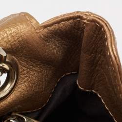 Pre Owned CH Carolina Herrera Bronze Monogram Embossed Leather Audrey Shoulder Bag