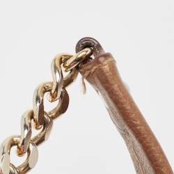 Pre Owned CH Carolina Herrera Bronze Monogram Embossed Leather Audrey Shoulder Bag