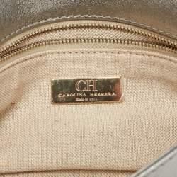 Pre Owned CH Carolina Herrera Metallic Grey Leather Chain Clutch