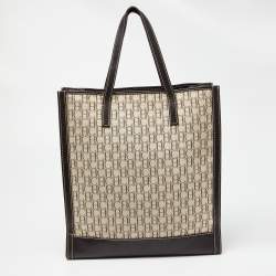 Pre Owned CH Carolina Herrera Beige/Brown Monogram Canvas and Leather Tote